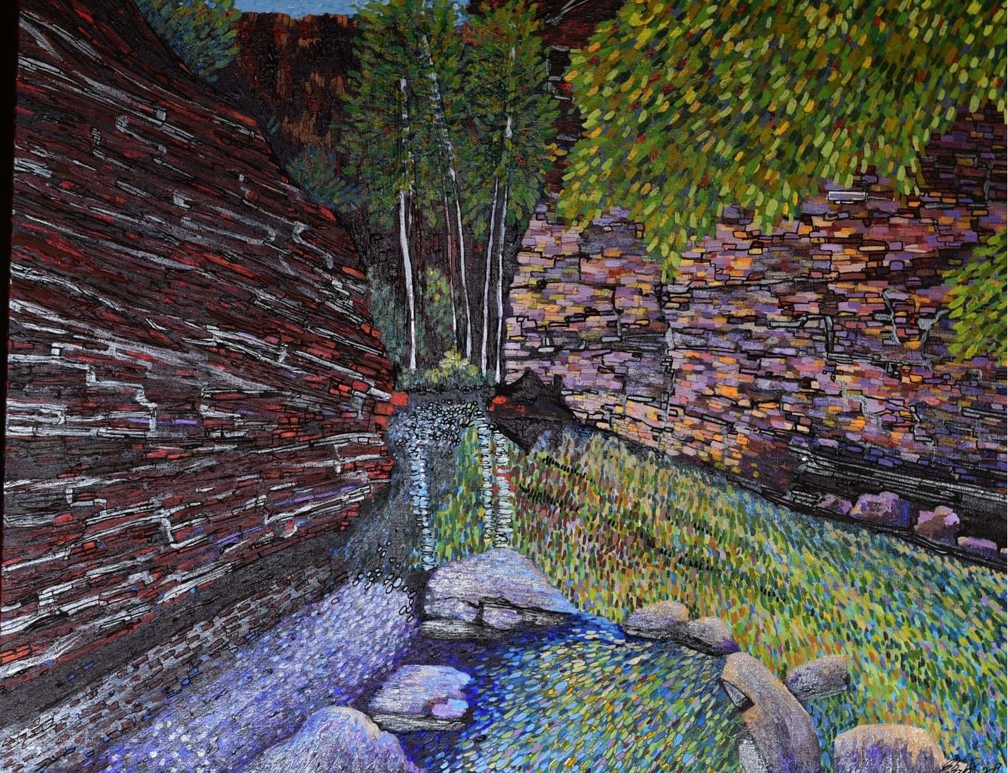 The painting of Reflecting at Weano Gorge